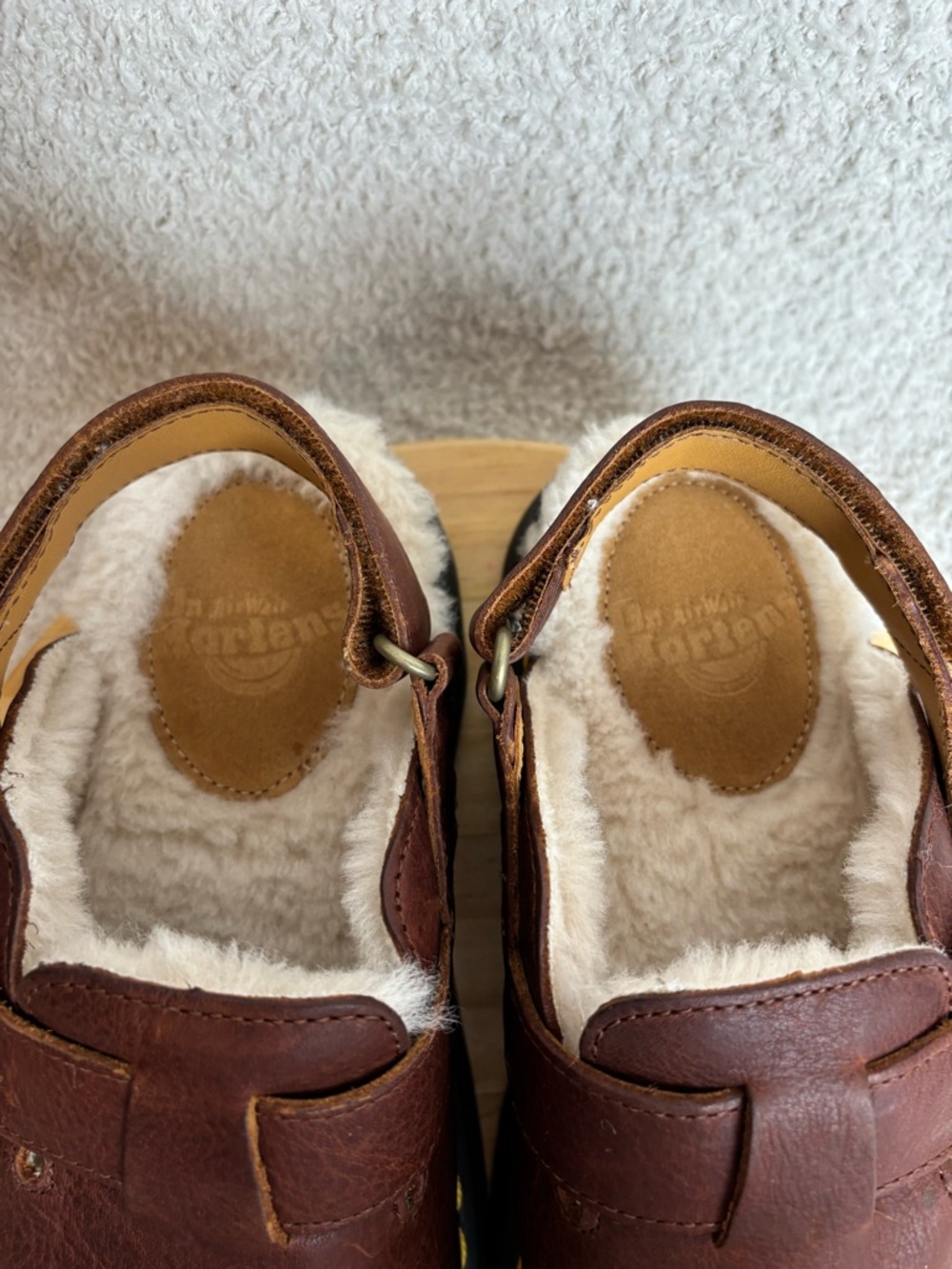 Dr Martens Shoes M8 W9 Brown Jorge II FL Faux Fur Line Leather Slingback Mules - Picture 5 of 14